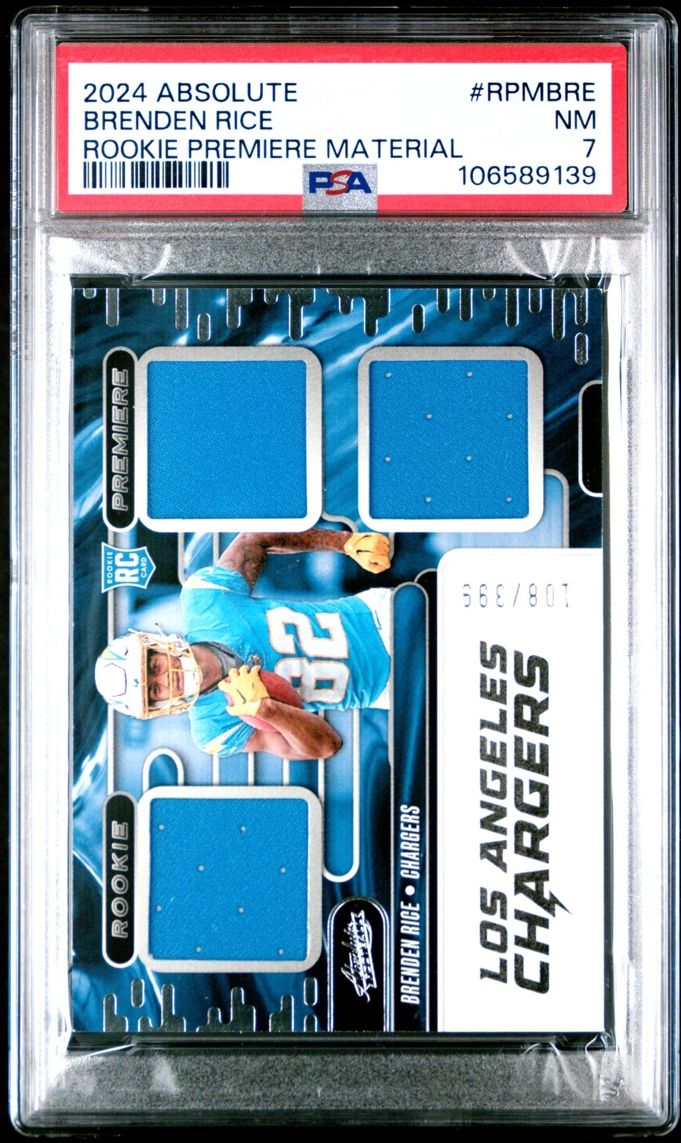 Brenden Rice Panini Absolute Rookie Premiere Materials #RPMBRE Base