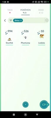Shiny Phantump, Galarian Stunfisk, Ledyba 122k Mini PTC Pokémon Go - Photo 1/4