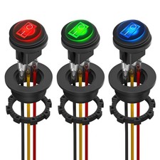 2X(Round Rocker  Toggle Switchs LED Lighted on Off  Heavy Duty 3 Color T3L8)