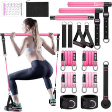Pilates Bar Kit with Resistance Bands,Pilates Bar with Stackable Bands Workout E