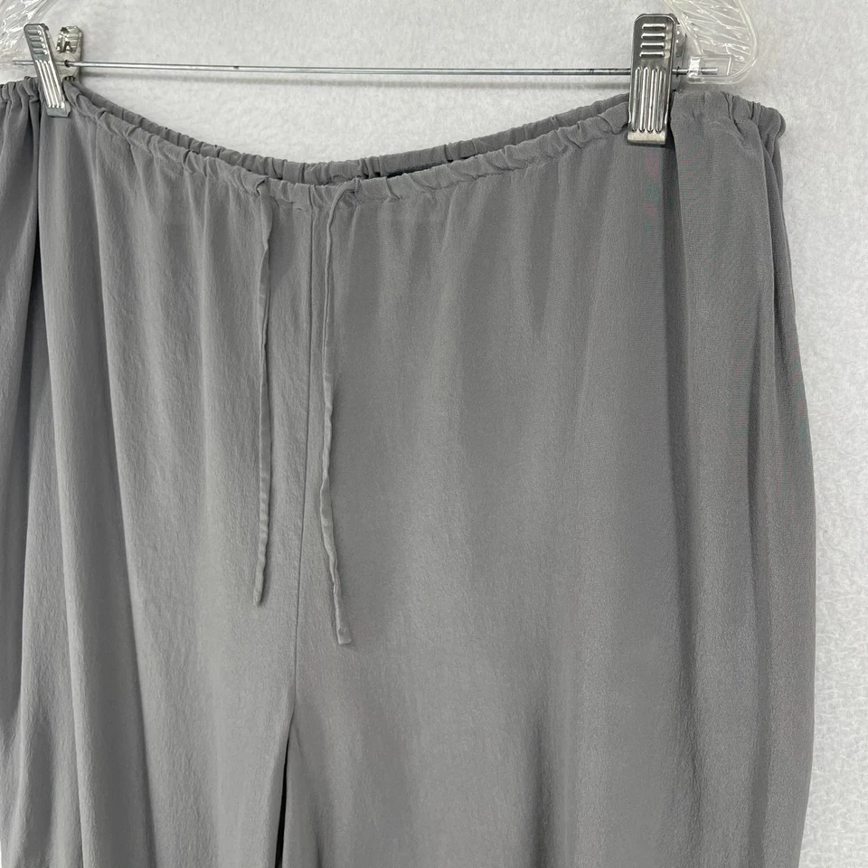 Pantalones AMANDA SMITH XL 100% Seda Crepe de China Pull On Pierna Recta Gris Foto 4 de 4