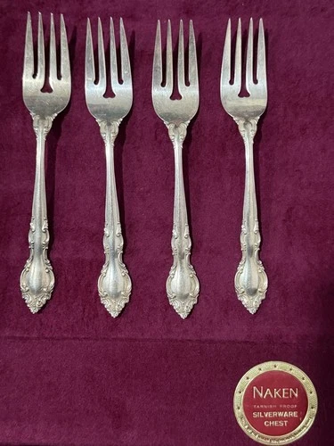 (4) LUNT ELOQUENCE STERLING SILVER SALAD FORKS