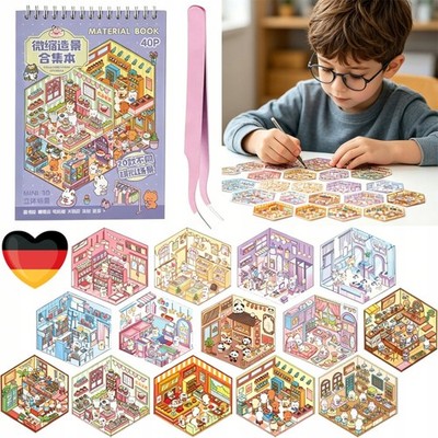 20 Sets 3D House Stickers Miniature Scene Stickers DIY Stressabbau Kreativität