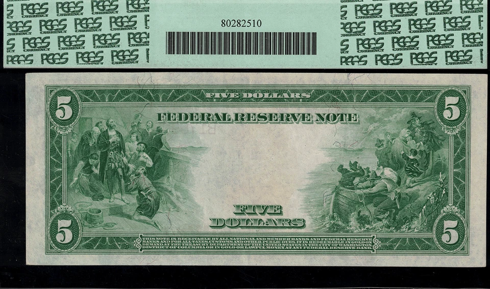 1914 $5 Federal Reserve Note New York FR-833b - RED SEAL - Graded PCGS 53PPQ - Image 2 of 2