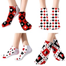 1Pair Adults Funny Cool Sock Novelty Crew Socks Gifts Playing Cards Print Socks