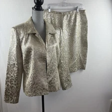 VTG Designs by Seymour Suit Jacket Skirt Set Mother of Bride Cocktail Gold Glam