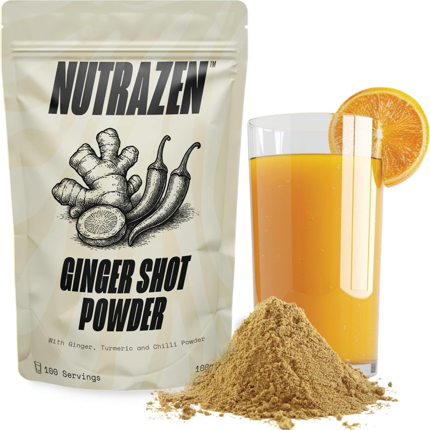 Ginger and Turmeric Shot Powder 100 Servings | Drink Supplement | Organic and Na