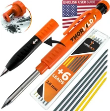 THORVALD 2-in-1 Carpenter Pencil Grip 7 Leads Sharpener Mechanical Marking Tool