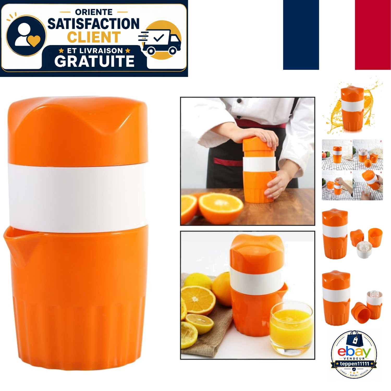 Centrifugeuse à jus amovible pour citron et orange avec presse agrume manuel facile à laver