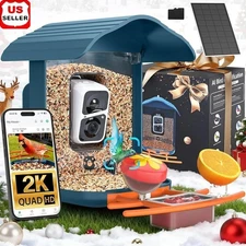 2K HD Bird Feeder Camera Solar Powered Squirrel Proof AI Identification New