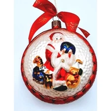 Waterford Holiday Heirlooms FTD Blown Glass Santa Holding World Ornament VINTAGE