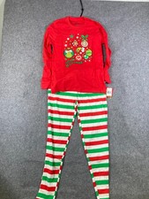 Dr. Seuss Grinch Christmas Pajama Set 2-Pcs Womens S Red Graphic Striped NWT