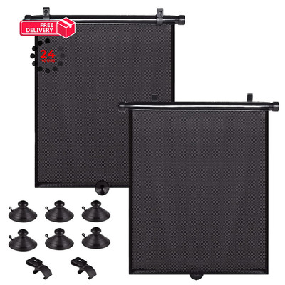 PLTCAT Car Side Window Sun Shades, 2 Pack Stretch Mesh Large-18''x20'', Black 