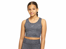 Nike Dri-FIT Scoop Neck Heathered Gray Cropped Yoga Athletic Tank Top M