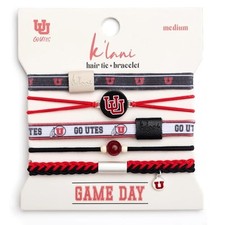 Game Day Hair Tie Bracelets   5-Pack Stretchy No-Crease Hair Ties  Utah Large