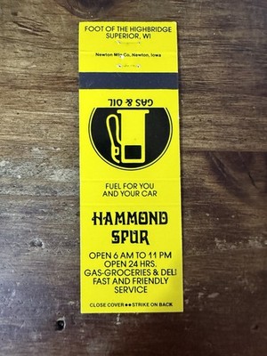 G1162 Hammond Spur Store Superior Wisconsin Vintage Matchbook Cover