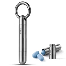 Small Keychain Pill Holder, Titanium Pill Case Waterproof Pill Fob for Travel...