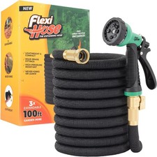 Flexi Hose with 8 Function Nozzle, 100FT Lightweight Expandable Garden waterHose
