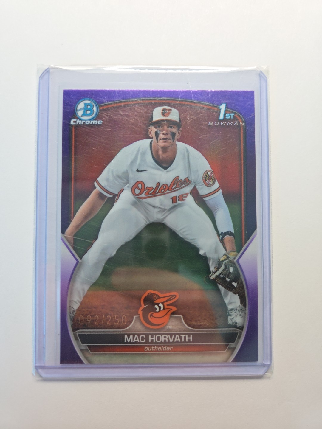Mac Horvath 2023 Bowman Chrome 1st Purple /250 Refractor Orioles Rays