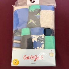 Cat Jack Boys Dinosaur Briefs 7 Pack Cotton Underwear Blue Green XL 14 NEW