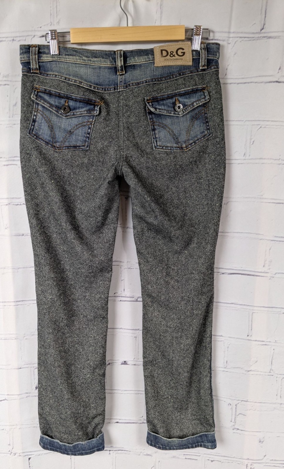 DOLCE & GABBANA D&G Skinny Jeans Tweed Corduroy Details Womens 28 Designer Pants image 2
