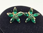 VtG Gorgeous Coro Green Flower Crystal Screwback Earrings