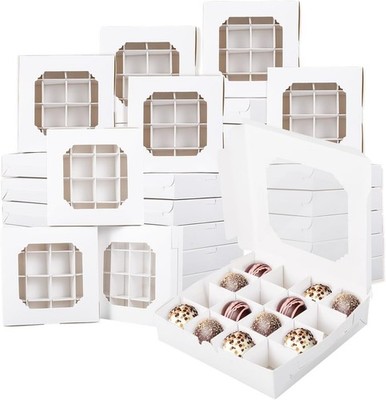 20pcs Chocolate Box Empty, White Candy Boxes Packaging Boxes with Inserts Clear