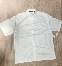 Cubavera Classic Fit Ivory Embroidered Trim Button Up Guayabera Men's Size XL