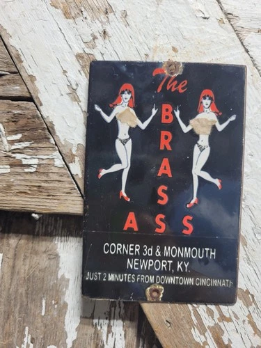 VINTAGE BROTHEL PORCELAIN SIGN OLD BRASS GENTELMANS CLUB CINCINNATI WOMEN BAR