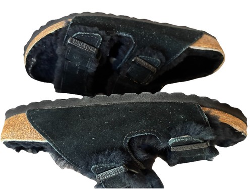 Birkenstock Arizona Lammfell Wildleder Leder Sandalen schwarz 36 US 5-5,5 NEU 165 $ - Bild 8 von 9