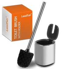 Toilet Bowl Brush and Holder with Stainless Steel Handle and Durable Bristles