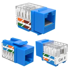 400 Pack Cat6 45° Angled Keystone Jack RJ45 110 Punchdown 8P8C Blue Ethernet