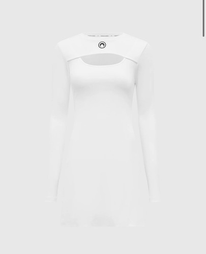 MARINE SERRE MOON LOGO RIBBED JERSEY CUT OUT DRESS SIZE XS