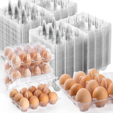 120 Pack Clear Plastic Egg Cartons 12 Count Reusable Trays For Home Market St...