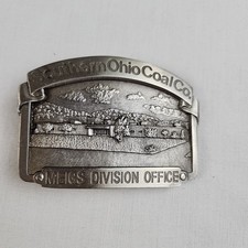 Southern Ohio Coal Meigs Office Grey Vintage Belt Buckle Employee Award AEP 1985
