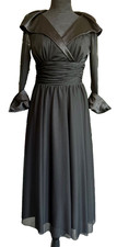 Eliza J Black 3/4 Sleeve Portrait Collar Fit&Flare Lace Midi Cocktail Dress Sz 4
