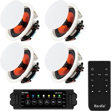 Herdio 4 Pack 6.5    Bluetooth Ceiling Wall Speakers 600W Flush Mount 2-Way Home