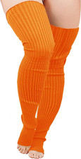 Plus Size Knit Leg Warmer Women Thick Thigh High Boot Extra Long Large Socks
