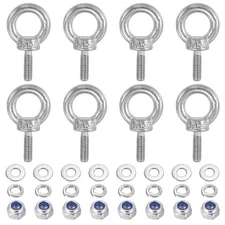 8Pcs M3x9mm Stainless Steel Lifting Shoulder Eye Bolt with Nuts Washers
