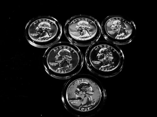 1961 PROOF SILVER QUARTERS (6) PR+++ BU 90% SILVER ONE+ OZ OF SILVER