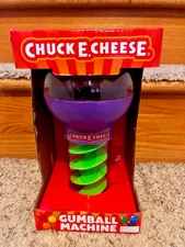 Chuck E. Cheese Spiral Gumball Machine Purple & Green Up To 15mm Gumballs NEW