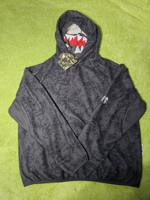 A Bathing Ape Kazuki Kuraishi Digital Camo Mod Shark Hoodie Charcoal Size M