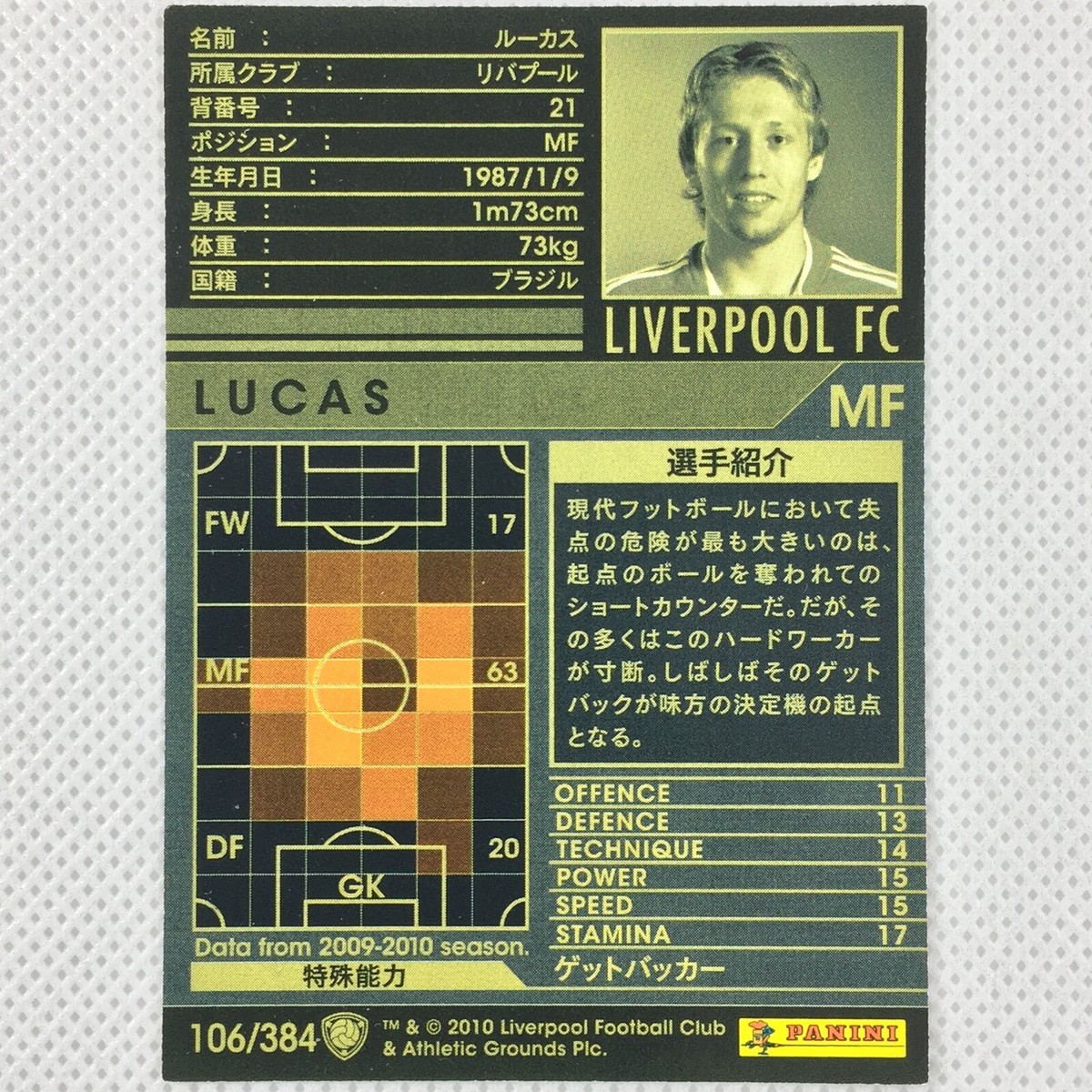 wccf  ブラジル Panini WCCF 2009-10 Lucas Liverpool 106 Lazio Brazil Japan | eBay