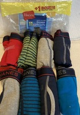 Hanes Open Pack W/8 New Boys Dyed Boxer Briefs Cool Comfort Flex Tagless L 12-14