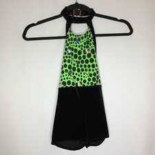 Costume Gallery Girls Leotard Green Black Velvet Halter Romper 70