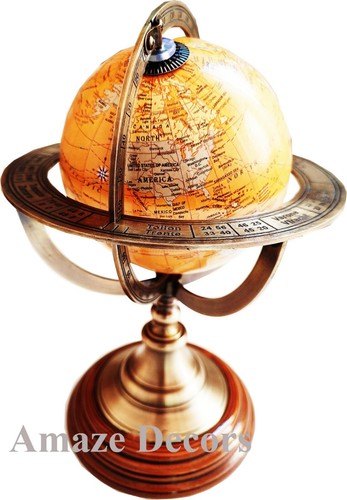 Antique Brass Globe World Map Nautical Desk Decor Astrolabe Armillary Sphere 11" - Picture 4 of 7