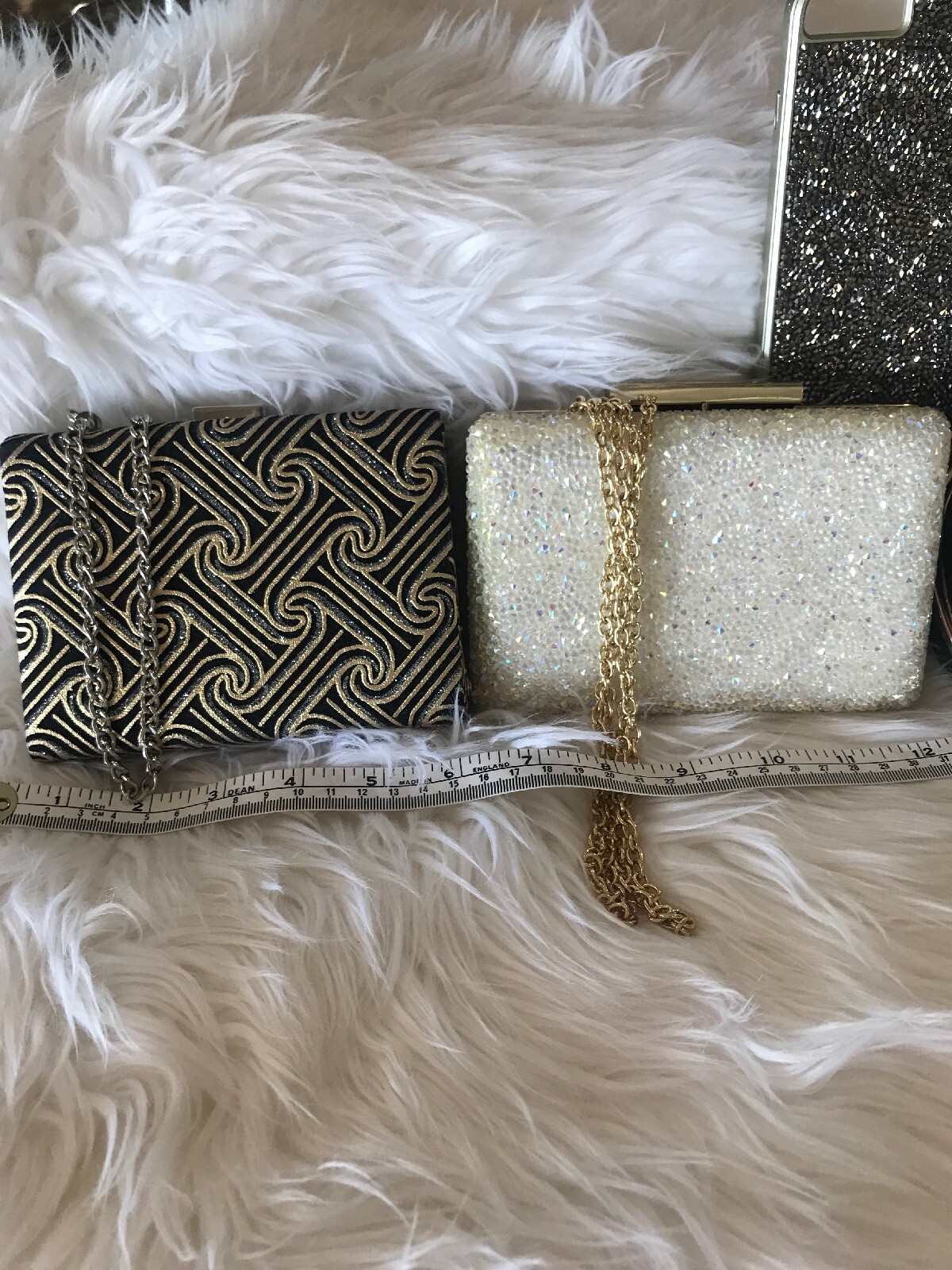 Black Gold White Studded Clutch Set of 3-image