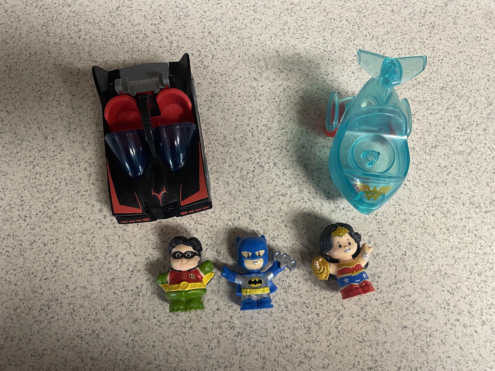 Batman Robin Batmobile Wonder Woman Invisible Jet Little People Lot | eBay