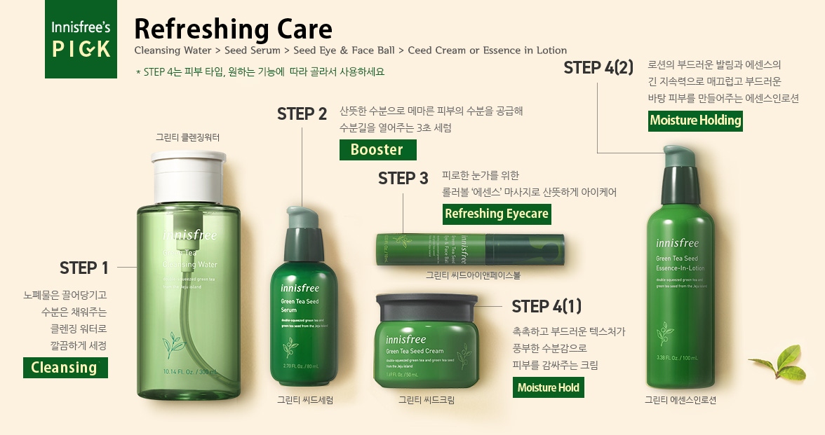innisfree green tea steps