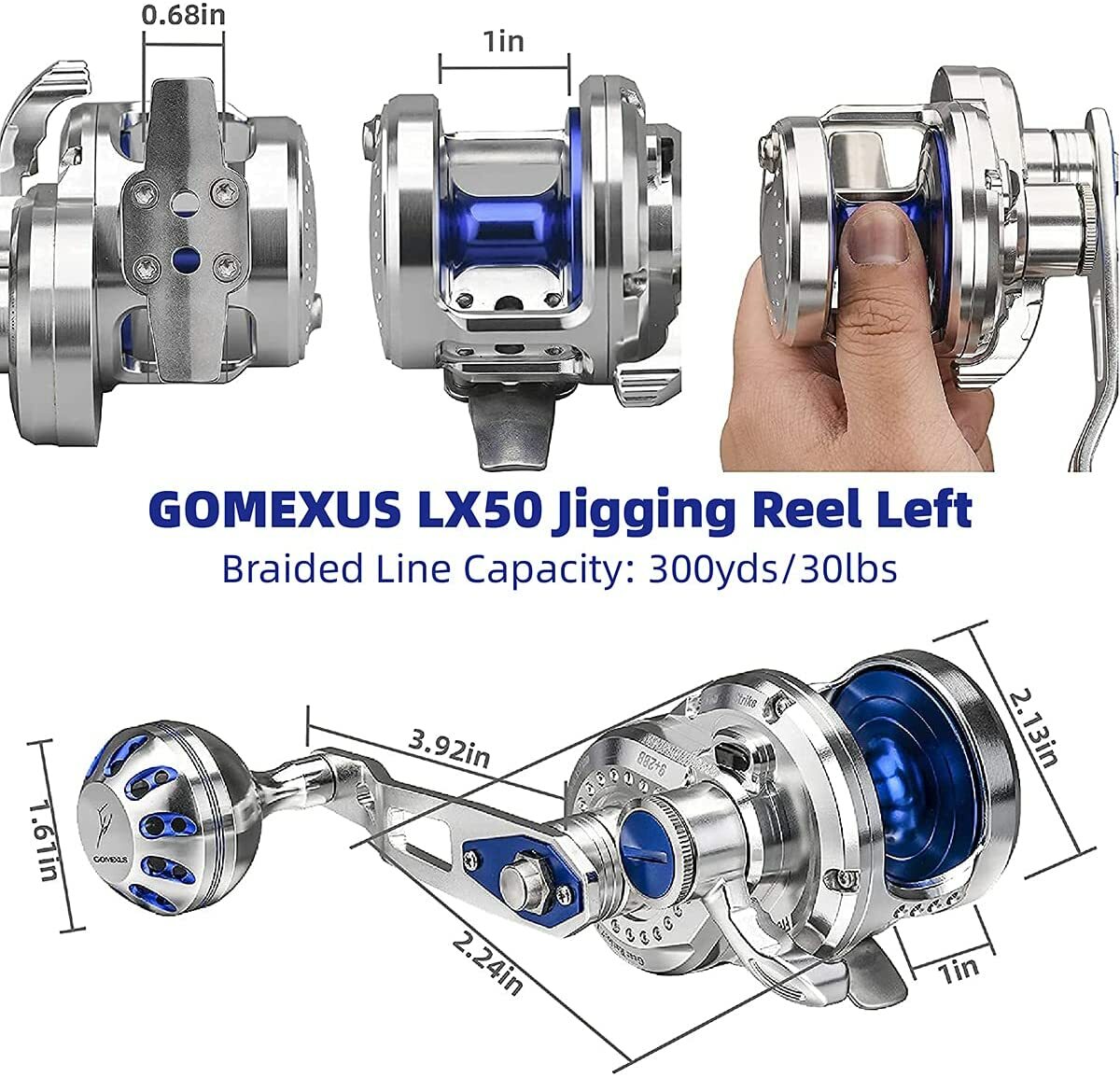 Gomexus Saltwater Slow Jigging Reel Narrow Spool Lever Drag